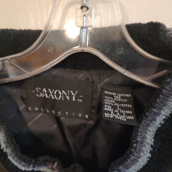 Saxony MENS Black Leather Sweatshirt Collection Size L - Picture 6 of 13